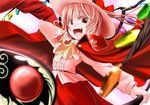  ascot aw bad_id bad_pixiv_id blonde_hair cape fang flandre_scarlet hat hat_ribbon red_eyes ribbon side_ponytail solo touhou wings 