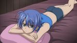  ass blue_hair cap hairclip hattori_junko ichiban_ushiro_no_daimaou shorts sports_bra 