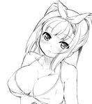  bikini_top blush bow breasts cleavage collarbone face greyscale hair_bow large_breasts monochrome original solo upper_body yoshihara_maito 