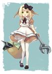  adjustable_wrench animal_ears bad_id bad_pixiv_id basket blonde_hair bow crowbar green_eyes hairband hebino_(snake_nest) jpeg_artifacts legs mary_janes open_mouth original oversized_object pigeon-toed shoes short_hair solo standing teeth thighhighs tools white_legwear wrench 