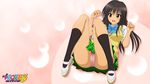  black_hair blush breasts highres kotegawa_yui long_hair marucomex medium_breasts panties pantyshot shoes skirt socks solo sweater_vest to_love-ru underwear wallpaper yellow_eyes 