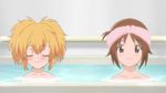  bath bathtub blonde_hair blush brown_eyes brown_hair closed_eyes hinako_(issho_ni_training) hiyoko_(issho_ni_training) issho_ni_training multiple_girls nude screencap shared_bathing short_hair smile sweat towel towel_on_head twintails wet 