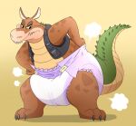  activision anthro butt crash_bandicoot_(series) diaper diaper_fetish dingodile fang29 male scalie sharp_teeth snout solo teeth thick_thighs video_games 