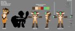  absurd_res ahro_(pocketmob) anthro cervid female fur hair hi_res hooves mammal model_sheet pocketmob simple_background solo text unhappy_raccoon 