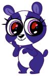  2014 anthro black_nose digital_media_(artwork) eyebrows eyelashes female giant_panda hasbro littlest_pet_shop low_res mammal multicolored_body penny_ling pink_eyes purple_body simple_background small_tail smile solo standing sugarandmemories two_tone_body ursid white_background white_body 