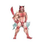  anthro balls big_muscles blush body_hair catboy chest_hair circumcised clothing daddy_deacon domestic_cat ears_up embarrassed embarrassed_nude_male felid feline felis flaccid fur furry_balls genitals hair hi_res human humanoid male mammal muscular penis raised_tail red_body red_fur red_hair solo surprise towel towel_drop wardrobe_malfunction 