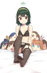  6+girls amami_haruka areola_slip arm_support arms_at_sides black_bra black_hair black_panties bra breasts brown_eyes chibi cleavage cloba closed_mouth commentary_request feet foreshortening full_body ganaha_hibiki garter_belt green_hair hagiwara_yukiho hairband highres idolmaster idolmaster_(classic) kisaragi_chihaya legs lingerie looking_at_viewer medium_breasts minase_iori mole mole_under_mouth multiple_girls navel otonashi_kotori p-head_producer panties producer_(idolmaster) short_hair smile solo_focus takatsuki_yayoi thighhighs underwear underwear_only 