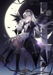  1girl absurdres black_wings boots doll_joints dress feathered_wings frills full_body gothic_lolita hairband highres joints lolita_fashion lolita_hairband long_hair long_sleeves looking_at_viewer onlly red_eyes rozen_maiden suigintou white_hair wings 