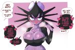  &lt;3 2022 absurd_res big_breasts blue_eyes blush blush_lines bodily_fluids breasts cleavage clothed clothing dialogue english_text female generation_5_pokemon gothitelle hi_res humanoid lips looking_at_viewer nintendo not_furry offscreen_character pokemon pokemon_(species) purple_body saltyxodium solo speech_bubble sweat text thick_lips video_games 