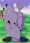  5_toes absurd_res anthro background_shot barefoot beerus clothing dragon_ball dragon_ball_super dragon_ball_z feet felid feline flip_flops foot_ninja15 footwear hi_res male mammal sandals soles solo toes 