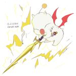  1other bat_wings final_fantasy final_fantasy_vi highres holding holding_sword holding_weapon mog moogle oju_(ouka) square_enix sword thunder weapon wings 
