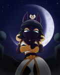 anthro anubian_jackal breasts canid canine canis clothing female hi_res jackal jamearts mammal moon night sky solo 