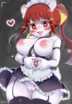  &lt;3 &lt;3_eyes 2022 absurd_res accessory anthro areola big_breasts blush bodily_fluids bow_ribbon breasts clothed clothing cute_fangs digital_media_(artwork) exposed_breasts female female_anthro fur garter_straps genital_fluids genitals hair hair_accessory hair_bow hair_ribbon hi_res kemono legwear looking_at_viewer maid_headdress maid_uniform mammal naughty_face nipples no_underwear ponytail portrait pussy pussy_juice raised_clothing red_eyes red_hair ribbons sensen solo stockings thigh_highs three-quarter_portrait tongue tongue_out uniform ursid white_body white_fur 