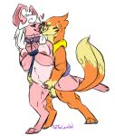 &lt;3 2_tails 4_toes anthro areola bound breasts collar collar_only duo embrace eye_contact feet female female/female female_penetrated female_penetrating fingering floatzel fur generation_4_pokemon genitals hands_tied hi_res kissing leash looking_at_another mammal masturbation melthecannibal multi_tail nintendo nipples nude on_one_leg penetration pokemon pokemon_(species) pussy signature simple_background smile standing toes unknown_species vaginal vaginal_fingering vaginal_penetration video_games white_background 