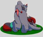  anthro atecky balls breasts butt canid canine digital_media_(artwork) duo erection female feral fur generation_5_pokemon genitals hair hi_res lying male male/female mammal nintendo penis pokemon pokemon_(species) simple_background video_games zoroark zorua 