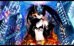  black_hair black_rock_shooter black_rock_shooter_(character) chains fire highres scar wallpaper wallpapers 