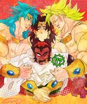  age_difference bara blonde_hair blue_hair broly brown_hair dragon_ball dragon_ball_z dragonball_z father_and_son paragus ribbon yaoi 