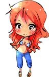  bikini_top breasts brown_eyes chibi large_breasts long_hair momo_(artist) nami nami_(one_piece) one_piece orange_hair tattoo 