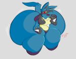  2022 absurd_res ambiguous_gender anthro big_butt biped blue_body blue_fur butt canid canine digital_media_(artwork) fur generation_4_pokemon hi_res huge_butt huge_thighs hyper hyper_butt hyper_hips hyper_thighs lucario mammal nintendo pokemon pokemon_(species) red_eyes simple_background solo terito thick_thighs video_games wide_hips 