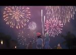  3boys 3girls beanie black_hair blonde_hair crowd festival fireworks green_hair green_shorts hala_(pokemon) hat hau_(pokemon) kiawe_(pokemon) lillie_(pokemon) long_hair mallow_(pokemon) multiple_boys multiple_girls night night_sky palm_tree pokemon pokemon_(game) pokemon_sm ruidusxyq selene_(pokemon) short_hair short_shorts shorts sky torch tree white_hair yuri 