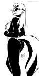  2022 anthro bedroom_eyes breasts butt clothing female fur hair hi_res kelly_o&#039;dor looking_at_viewer looking_back looking_back_at_viewer mammal mephitid narrowed_eyes seductive side_boob skunk solo swimwear tegerio 