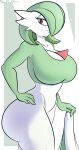  big_breasts bottomless breasts butt clothed clothing davidsanchan female gardevoir generation_3_pokemon green_body hi_res humanoid looking_at_viewer nintendo pokemon pokemon_(species) solo thick_thighs video_games white_body 