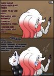  absurd_res al_gx anthro black_border border breasts cave clothed clothing comic curvy_figure dialogue duo english_text fan_character female freckles grey_body hair hi_res hisuian_form hisuian_zoroark horn legendary_pokemon long_hair mammal mega_evolution mega_mewtwo mega_mewtwo_y megan_(al_gx) nintendo pokemon pokemon_(species) purple_body red_eyes red_hair regional_form_(pokemon) rubber rubber_clothing rubber_suit short_hair story teleportation text thick_thighs video_games white_hair wide_hips 