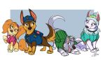  2016 ass_up backpack canid canine canis chase_(paw_patrol) clothed clothing cockapoo collar domestic_dog everest_(paw_patrol) female feral german_shepherd group hat headgear headwear herding_dog husky looking_aside looking_at_another male mammal mixed_breed nickelodeon nordic_sled_dog open_mouth pastoral_dog paw_patrol police_uniform probablyfakeblonde raised_tail rocky_(paw_patrol) simple_background skye_(paw_patrol) spitz tongue uniform 