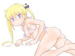  1girl afunai ass bikini blonde_hair blue_eyes kill_me_baby lying micro_bikini navel on_side pink_bikini side-tie_bikini_bottom solo sonya_(kill_me_baby) swimsuit twintails 