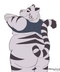  anthro axel black_sclera black_stripes butt clothing felid fur harushipanda hi_res male mammal overweight overweight_male pantherine rear_view silver_eyes sketch solo stripes tiger undressing white_body white_fur 