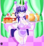  absurd_res android anthro apron apron_only big_breasts breasts clothing cranebear female food hi_res machine mostly_nude pancake pinup pose robot solo tricia_ren_sounhoff 