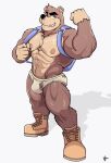 abs backpack banjo-kazooie banjo_(banjo-kazooie) clothed clothing hi_res male mammal one_eye_closed rareware solo topless underwear ursid video_games wink wolfybuns 
