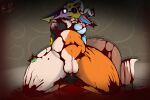  abominaceon all_nine_eeveelutions anthro areola black_body black_nose black_sclera blood blue_body bodily_fluids body_horror breasts brown_body brown_fur canid canine digital_media_(artwork) e-01 eevee eeveelution espeon female flareon fur fusion generation_1_pokemon generation_2_pokemon generation_4_pokemon generation_6_pokemon genitals glaceon glowing glowing_eyes gore hair hi_res hybrid jolteon leafeon looking_at_viewer mammal nightmare_fuel nintendo nipples nude open_mouth orange_body pink_body pokemon pokemon_(species) purple_eyes pussy ribbons simple_background smile solo sylveon teeth umbreon vaporeon video_games what what_has_science_done white_body white_fur yellow_body yellow_fur 