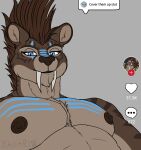  bakari_abamwemwande_(character) big_chief_bakari_(artist) blue_eyes brown_body brown_fur cover_them_up_slut fangs felid fur hi_res machairodontine male mammal meme mohawk muscular muscular_male nipples sabertooth_(anatomy) solo striped_body striped_fur stripes tiktok warpaint 