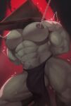  absurdres bara bulge highres kult_(kult2k) large_pectorals muscular muscular_male pectorals pyramid_head thick_thighs thighs topless_male 