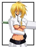  arrancar artist_request bleach blonde_hair breasts espada green_eyes hollow tia_harribel tier_harribel underboob 