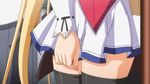  animated animated_gif blonde_hair crotch_rub gif long_hair machi_gurumi_no_wana rubbing skirt takagi_yui thighhighs twintails very_long_hair 