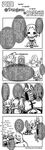  4koma 5boys ahoge animal_ears armor arthas_menethil chibi chinese coat comic dog_ears eating empty_eyes english frostmourne gate glowing glowing_eyes greyscale helmet highres horns lich_king monochrome monocle monster multiple_boys multiple_girls nefarian personification pointer professor_putricide quickman rockman short_hair skull translation_request twintails veins warcraft world_of_warcraft 
