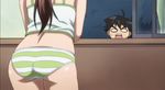  1girl animated animated_gif ass ass_shake back brown_hair camisole long_hair lowres mitsuki_sohara panties ponytail sakurai_tomoki screencap sora_no_otoshimono striped striped_panties underwear 