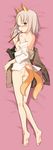  animal_ears ass barefoot blush bottomless brave_witches brown_eyes dakimakura edytha_rossmann feet full_body glasses grey_hair jacket looking_back multiple_tails open_clothes open_shirt pointer shimada_fumikane shirt solo tail world_witches_series 