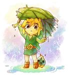  black_eyes blonde_hair hat leaf link makar pointy_ears rain the_legend_of_zelda the_legend_of_zelda:_the_wind_waker toon_link vio_(dry-trail) 