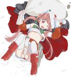  1girl blush boots cape christmas cock_ring erection fangs flat_chest full-package_futanari futanari gloves long_hair midriff open_mouth penis pink_hair sack solo testicles thighhighs twintails vampire white_legwear wink yozora 