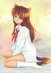  animal_ears brown_hair cat_ears iichan.ru mascot neko ribbon ru-chans soviet_pioneer uvao-tan yellow_eyes 