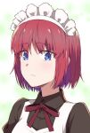  1girl azami_masurao blue_eyes closed_mouth hisui_(tsukihime) looking_at_viewer maid maid_headdress pink_hair short_hair simple_background solo tsukihime upper_body white_background 