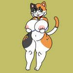  anthro areola bell bell_collar big_areola big_breasts big_nipples breasts calico_cat collar dirkstridoritos domestic_cat fangs felid feline felis female fur fur_markings grin hi_res holding_breast holding_up_breasts lola_lozano mammal markings mottled multicolored_body nipples nude paws piebald pink_nipples relaxed_expression smile smirk solo teeth_showing thick_thighs whiskers white_body white_fur wide_hips 