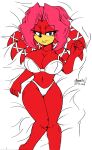  2018 akatsukishiranui-fox anthro archie_comics artist_name bedding big_breasts blue_eyes bra breasts cleavage clothed clothing curvaceous curvy_figure digital_drawing_(artwork) digital_media_(artwork) dreadlocks echidna eyelashes eyelashes_through_hair female fingers fur hair hi_res lien-da long_hair looking_at_viewer lying mammal monotreme multicolored_body multicolored_fur navel on_back panties red_body red_fur red_hair sega signature simple_background skimpy small_waist solo sonic_the_hedgehog_(archie) sonic_the_hedgehog_(comics) sonic_the_hedgehog_(series) tan_body tan_fur translucent translucent_hair two_tone_body two_tone_fur underwear underwear_only voluptuous 