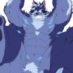  abs anthro blue_body blue_fur canid canine canis flaccid fur genitals hi_res homohomofever lifewonders male mammal muscular muscular_anthro muscular_male nipples nude pecs penis penis_base pubes solo tindalos_(tas) tokyo_afterschool_summoners video_games wolf 