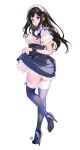  1girl :o alternate_costume bad_id bad_twitter_id bangs blue_bow blue_bowtie bow bowtie breasts chitanda_eru clothes_lift dress dress_lift enmaided from_behind full_body hair_ornament hairclip high_heels hyouka large_breasts long_hair looking_at_viewer looking_back maid maid_headdress mery_(yangmalgage) puffy_short_sleeves puffy_sleeves purple_dress purple_eyes purple_thighhighs short_sleeves skindentation solo standing standing_on_one_leg thighhighs two-tone_thighhighs white_thighhighs wrist_cuffs 
