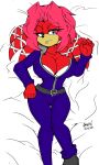  2018 akatsukishiranui-fox anthro archie_comics artist_name bedding big_breasts blue_eyes bra breasts cleavage clothed clothing curvaceous curvy_figure digital_drawing_(artwork) digital_media_(artwork) dreadlocks echidna eyelashes eyelashes_through_hair female fingers fur hair hi_res jumpsuit lien-da long_hair looking_at_viewer lying mammal monotreme multicolored_body multicolored_fur on_back red_body red_fur red_hair sega signature simple_background small_waist solo sonic_the_hedgehog_(archie) sonic_the_hedgehog_(comics) sonic_the_hedgehog_(series) tan_body tan_fur translucent translucent_hair two_tone_body two_tone_fur underwear voluptuous 