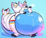  animate_inanimate anthro belly big_belly big_ears dragon glistening glistening_body hand_on_stomach hi_res huge_tail huge_thighs hyper hyper_belly inflatable inflation living_inflatable machine motion_lines nozzle oreocakes pool_toy simple_background smile solo thick_thighs transformation wings 